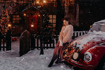 Christmas, winter, model, lady HD wallpaper