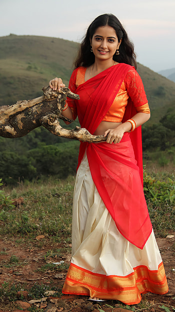 Ashika Ranganath, kannada actress, saree beauty HD phone wallpaper