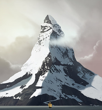 Art, Snow, Rocks, Ship HD phone wallpaper