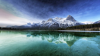 winter mountain, winter, fun, cool, nature, lake, mountain HD wallpaper