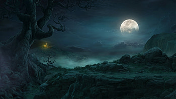 Landscape, Night, Moon HD wallpaper