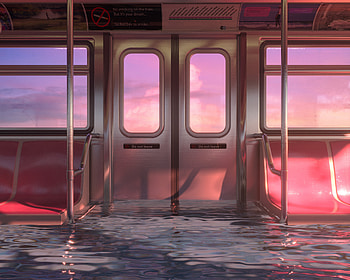 Subway Train Flodded With Water , anime, train, artist, artwork, digital-art, artstation HD wallpaper