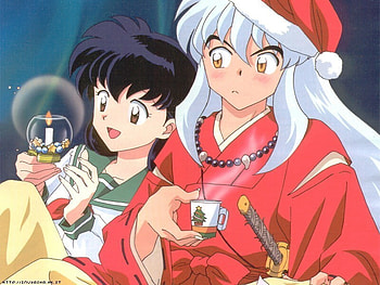 Inuyasha and Kagome, lover, inuyasha, cute, girl, anime girl, anime, kagome, couple, female HD wallpaper