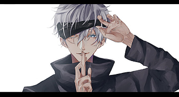 Satoru Gojo, Anime, Jujutsu Kaisen, Blindfold, Blue Eyes, School Uniform, White Hair HD wallpaper