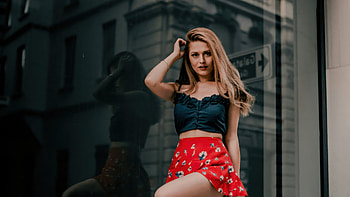 Black Top Girl Posing, girls, model, hoot HD wallpaper