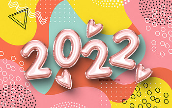 Happy New Year 2022, creative, 2022 pink ballons digits, colorful abstract background, 2022 concepts, pink 3D balloons, 2022 new year, 2022 on colorful background, 2022 year digits, 2022 year HD wallpaper