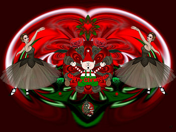 Christmas Dancer, abstract, 3d, christmas, fractal, collage HD wallpaper