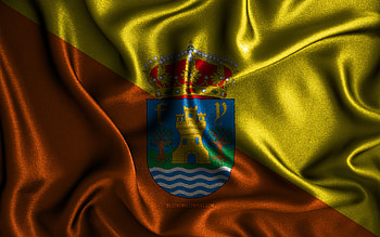 Benalmadena flag, , silk wavy flags, spanish cities, Day of Benalmadena, Flag of Benalmadena, fabric flags, 3D art, Benalmadena, cities of Spain, Benalmadena 3D flag HD wallpaper