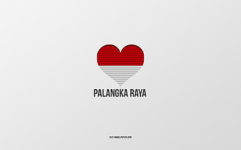 I Love Palangka Raya, Indonesian cities, Day of Palangka Raya, gray background, Palangka Raya, Indonesia, Indonesian flag heart, favorite cities, Love Palangka Raya HD wallpaper