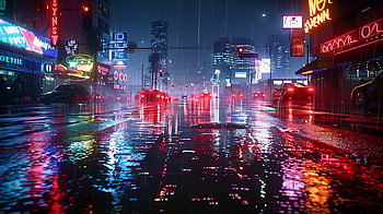 Neon Dreams: Futuristic City Rain -, street, neon, futuristic city, rain HD wallpaper