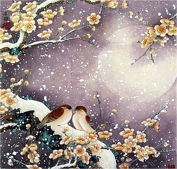 By Dongmei Guan, animal, painting, bird, art, flower, dongmei guan HD wallpaper