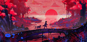 Creature Forest Animal Landscape Moon, landscape, artist, landscape, moon, digital-art, artwork, deviantart HD wallpaper