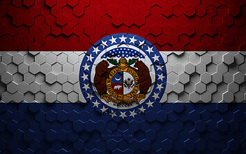 Flag of Missouri, honeycomb art, Missouri hexagons flag, Missouri, 3d hexagons art, Missouri flag HD wallpaper