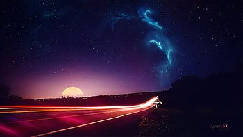 Long Road Expsoure, long-exposure, road, artist, artwork, digital-art, deviantart HD wallpaper