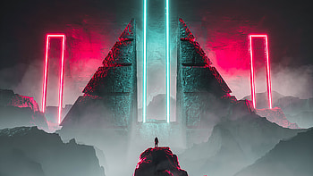 Neon Light Science Fiction , neon, artist, artwork, digital-art, science-fiction HD wallpaper