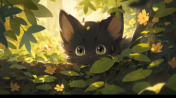 : Enchanted Forest Black Cat, Black Cat, Animal, cat HD wallpaper