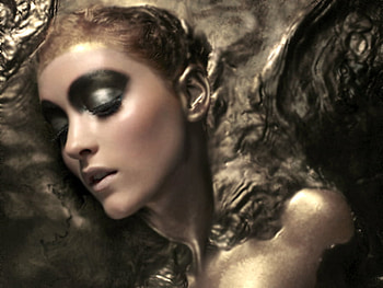 Gold, girl, model, 3d HD wallpaper