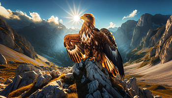 Majestic Eagle: Ultra, eagle, mountain, sunrise, Wildlife, nature HD wallpaper