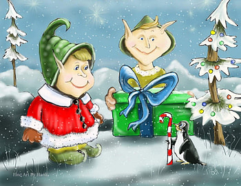 CHRISTMAS ELVES, CHRISTMAS, ELVES, CUTE, PENQUIN HD wallpaper