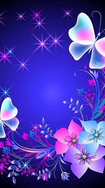 Butterfly and Flowers, colorful, butterfly, artistic, flower HD phone wallpaper