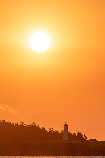 Nature, Sunset, Sun, Twilight, Shore, Bank, Dusk, Lighthouse HD phone wallpaper