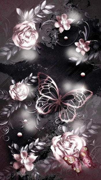 Pink Roses, petal, butterfly HD phone wallpaper