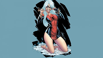 Black Cat, comics, marvel comics, blue background, j scott campbell, illustrations HD wallpaper