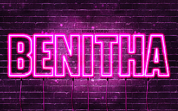Happy Birtay Benitha, , pink neon lights, Benitha name, creative, Benitha Happy Birtay, Benitha Birtay, popular french female names, with Benitha name, Benitha HD wallpaper