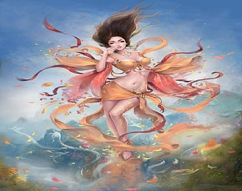 Wind Witch, wind, leaves, flying, woman, witch HD wallpaper