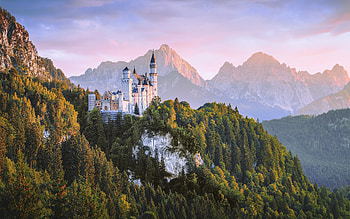 Castle in Germany, Bavaria, Germany, mountains, castle HD wallpaper