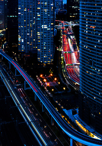 Cities, Roads, Night, City, Building, View From Above, Dark HD phone wallpaper