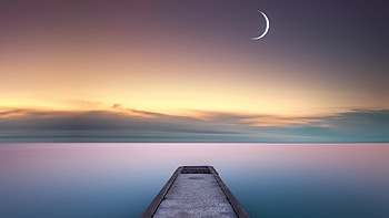 Calm Water And Pier Moon, nature, moon HD wallpaper