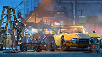 Robot Car Garage , robot, garage, artist, artwork, digital-art HD wallpaper