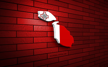 Malta map, , red brickwall, European countries, Malta map silhouette, Malta flag, Europe, Maltese map, Maltese flag, Malta, flag of Malta, Maltese 3D map HD wallpaper
