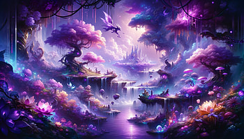 Enchanting Purple Fantasy Landscape, purple aesthetic, fantasy landscape, magical forest HD wallpaper