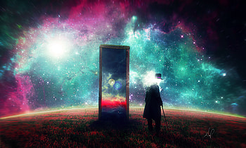 Art, Universe, Human, Person, Mirror, Surrealism HD wallpaper