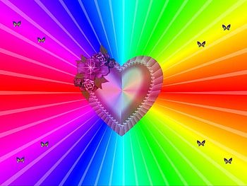 Heart, Roses and Butterflies, butterflies, Roses, colorful, rainbow colors, abstract, pretty, Heart HD wallpaper
