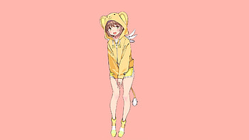 Hoodie, yellow, Sakura Kinomoto, Cardcaptor Sakura, smile HD wallpaper