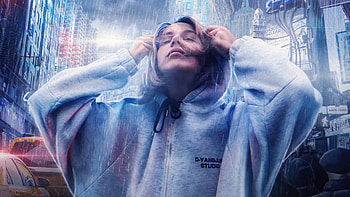 Cyber City Hoodie Girl , hoodie, manipulation, artist, graphy, artstation HD wallpaper