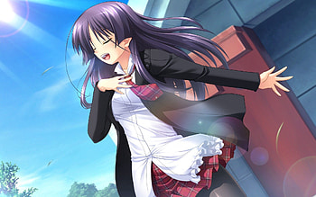 Anime, Sun, Summer, Girl, Brunette, Joy HD wallpaper