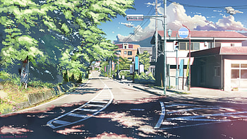 anime street, cloud, sky HD wallpaper