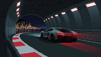 Car Ride Through Tunnel 8 Bit, 8-bit, artist, artwork, digital-art, deviantart HD wallpaper
