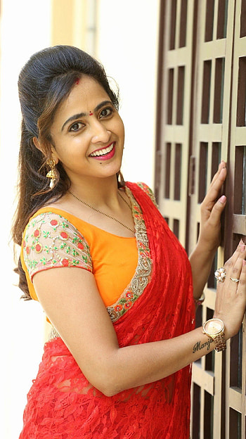 Lasya Manjunath, saree lover, telugu actress HD phone wallpaper