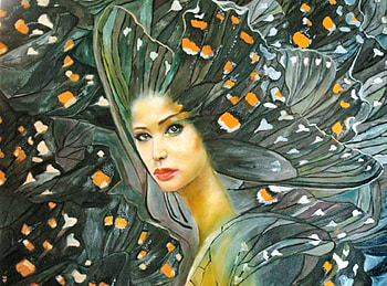 the queen of butterlfys, butterflys, fantasy, art, cool, paintings, people, beauty HD wallpaper