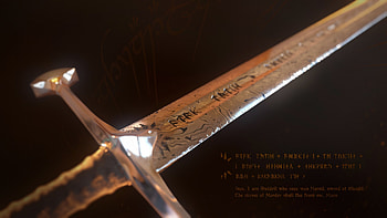 Anduril Sword, LOTR franchise, King Elessar's weapon, 3D model HD wallpaper