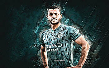 Andrew Nabbout, Melbourne City FC, Australian soccer player, blue stone background, portrait, Australia, soccer HD wallpaper