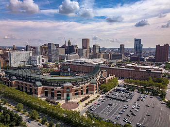 Baltimore Skyline, Camden Yards, Baltimore County, Scenic background HD wallpaper