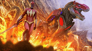 Red Power Ranger With Dragon Zod, red, power-rangers, dragon, superheroes HD wallpaper