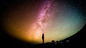 Sprial Jetty, stars, nature, skies, silhouette, landscape HD wallpaper