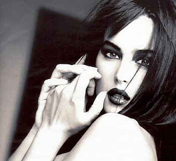 monica-bellucci, white, black, model, graphy, woman, female HD wallpaper